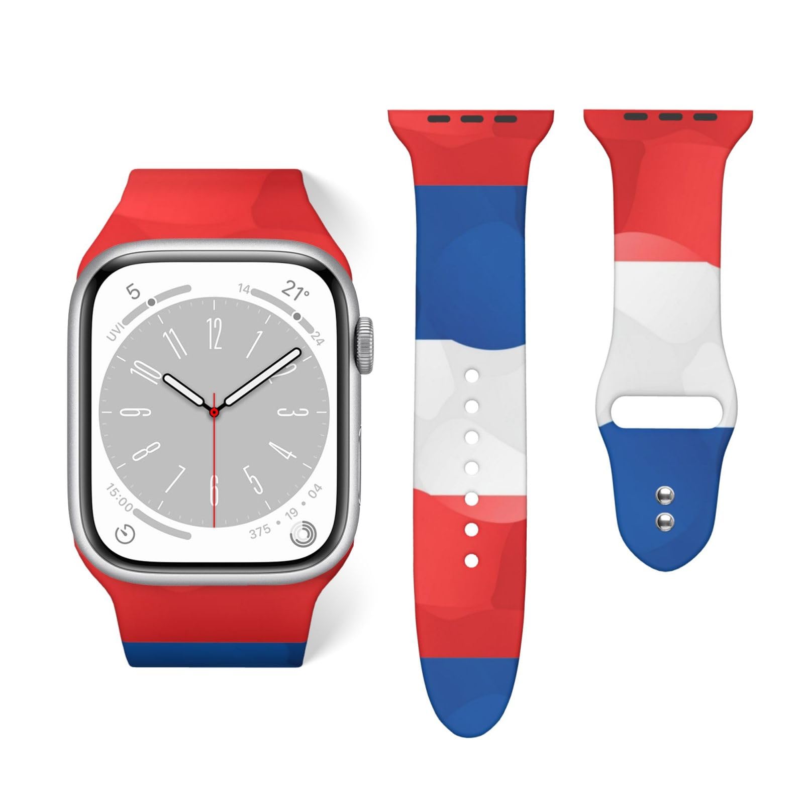Unique Soft Silicone Strap Replacement Bands Compatible with Apple Watch Vintage France Flag, Fashionable Accessories for Series