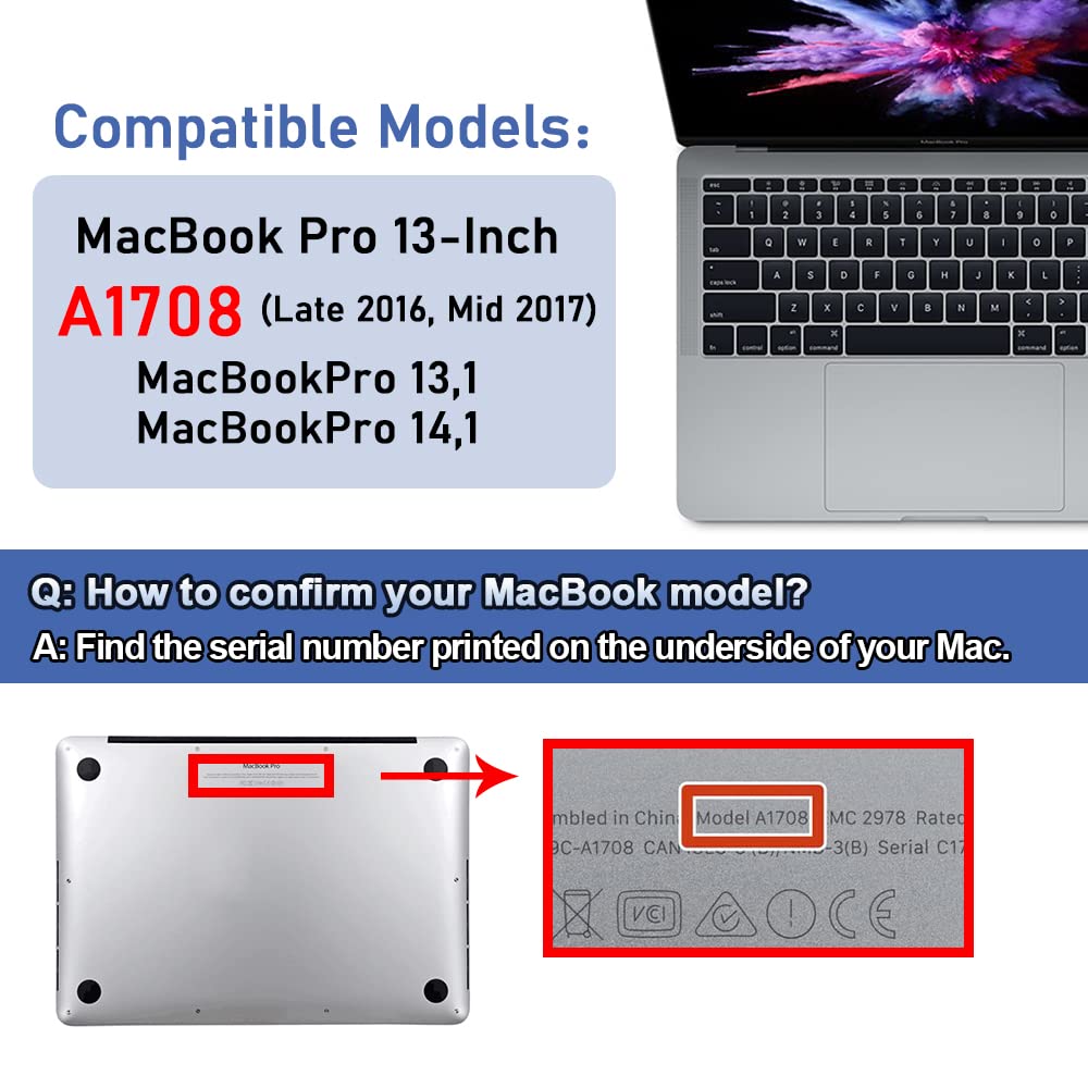 A1708 Battery Replacement, A1713 Battery For Macbook Pro 13 Inch A1708 [Late 2016, Mid 2017] Emc 2978 3164 Mpxq2Ll Mll42Ll Mluq2
