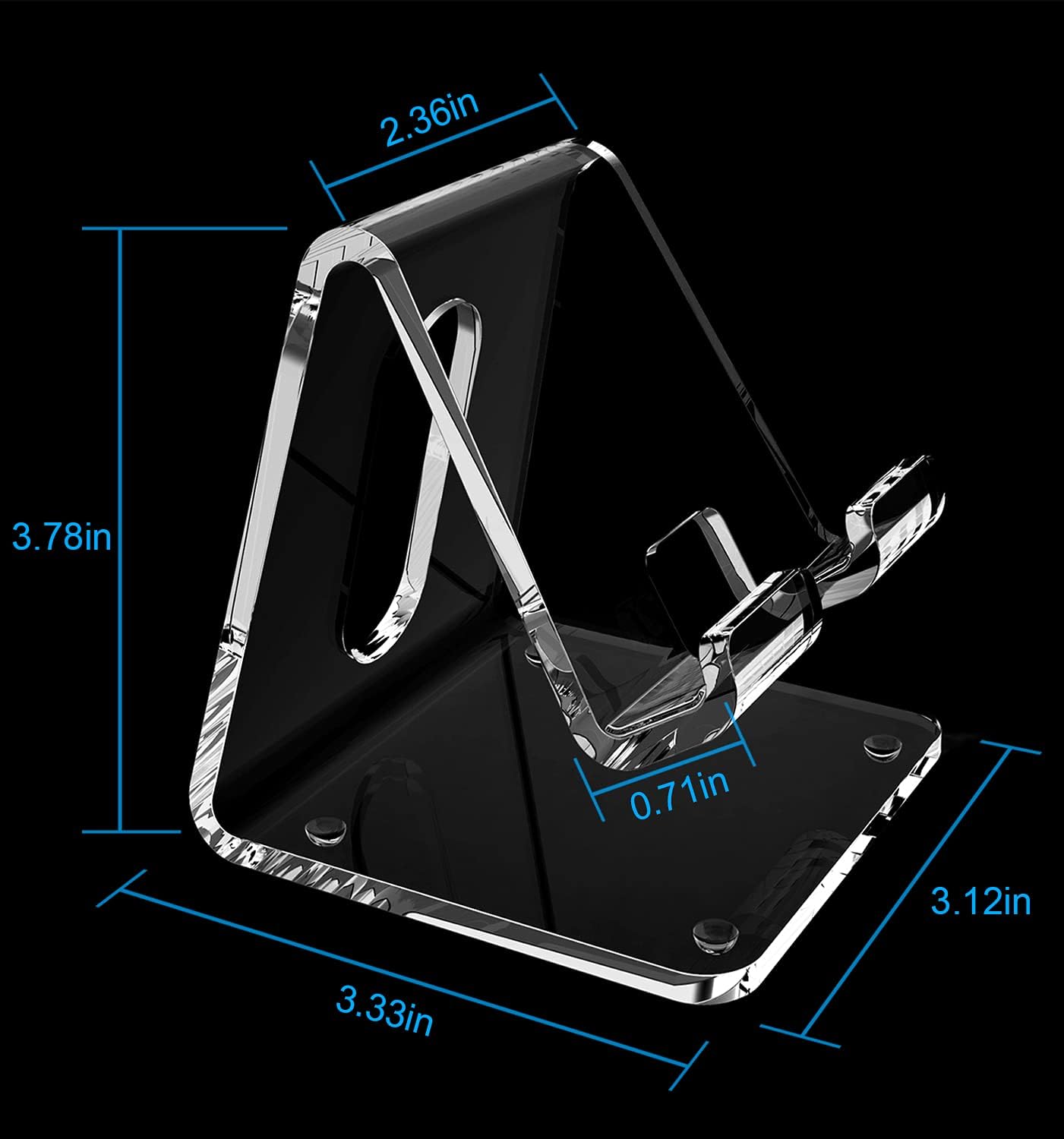 Crpich Acrylic Cell Phone Stand, Portable Phone Holder, Clear Phone Stand For Desk, Compatible With Phone15 14 13 12 Pro Max 11