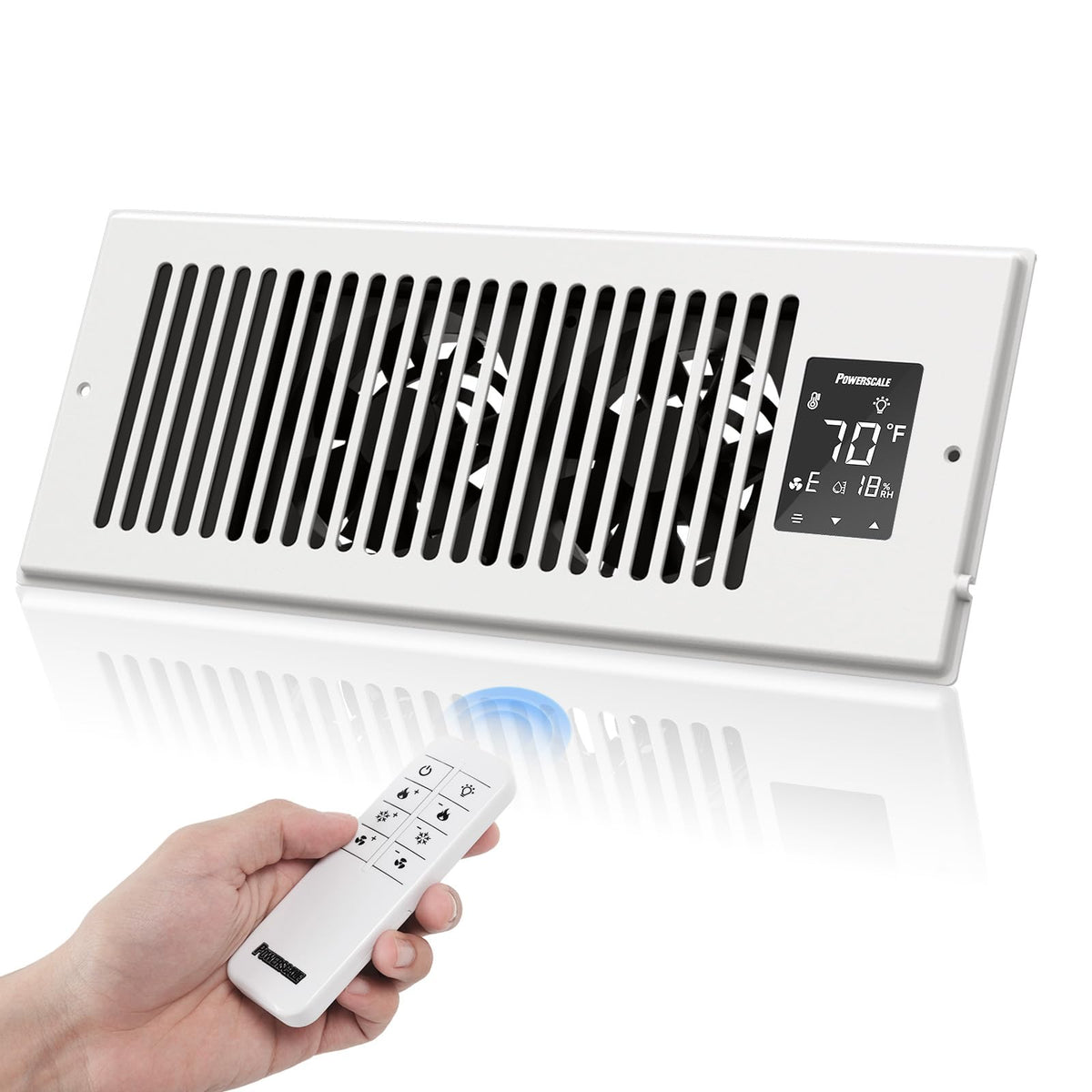 Powerscale Quiet Register Booster Fan Fits 4    X 12    Register Holes With 9-Speed Control Smart Register Vent With Lcd Display