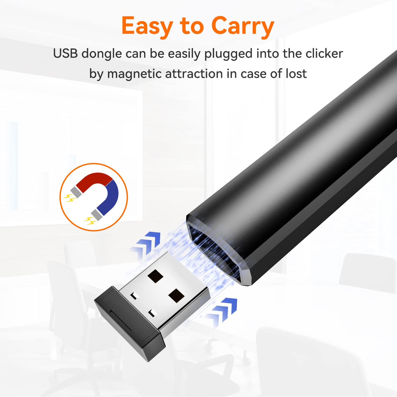 Wireless Presentation Clicker Powerpoint Presenter Remote: Rechargeable Green Laser Pointer Clickers For Computer/Mac/Ppt/Slides