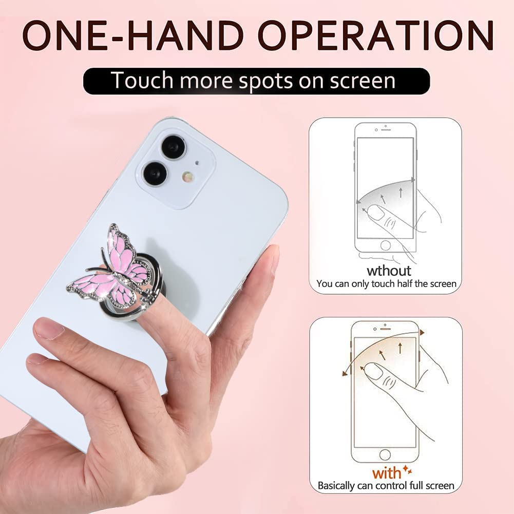 Lsl Cute Butterfly Cell Phone Ring Holder 360   Rotation Metal Finger Stand Kickstand Universal Compatible With Iphone Samsung G