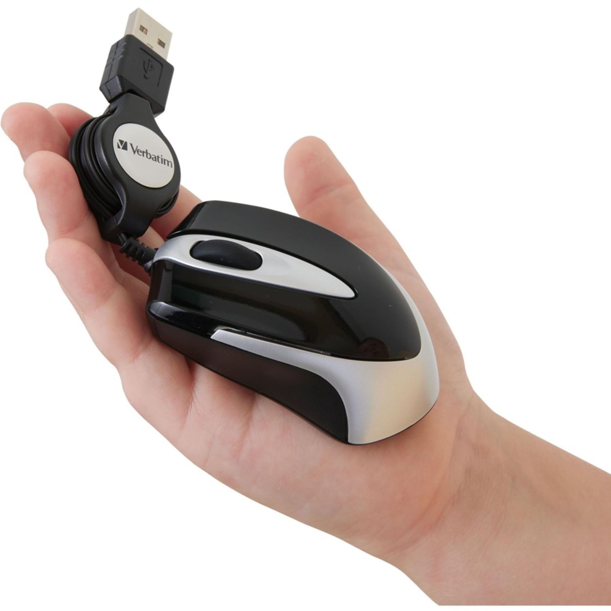 Verbatim Usb Corded Mini Travel Optical Wired Mouse For Mac And Pc   Metro Series Black