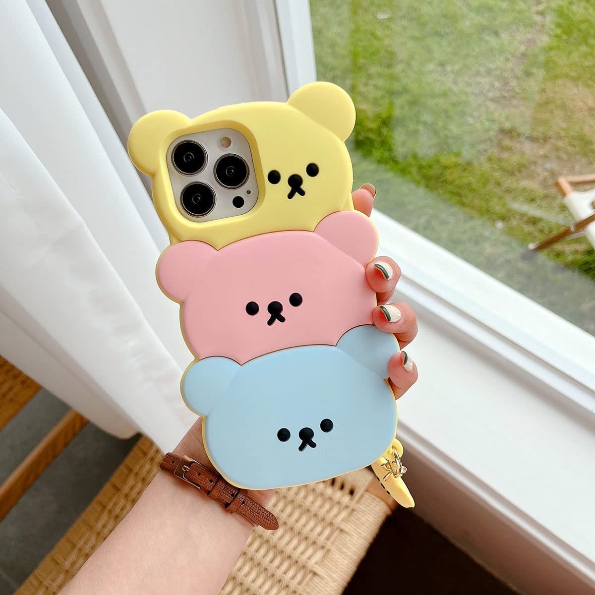 Yakvook For Iphone 14 Pro Bear Case, Kawaii Phone Cases 3D Silicone Cartoon Case With Keychain Fun Apply To Iphone 14 Pro Cute C