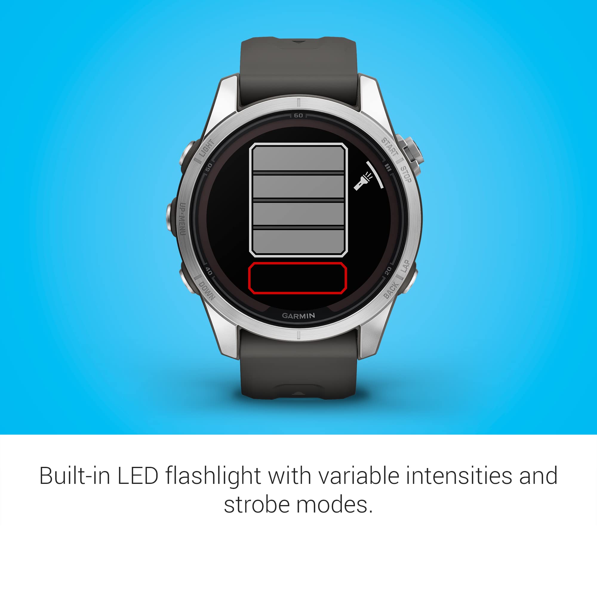 Garmin Fenix 7S Pro Solar, Multisport Gps Smartwatch, Built In Flashlight, Solar Charging Capability, Graphite