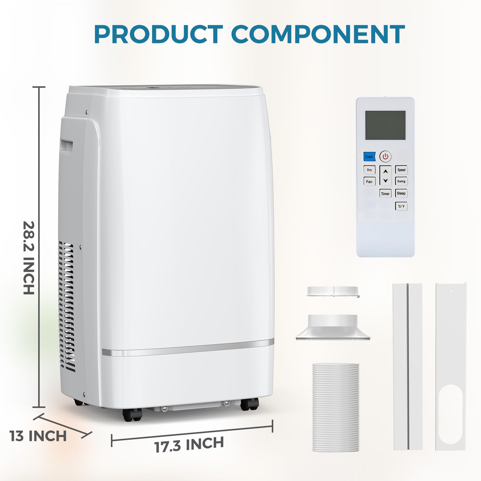 Electactic 12000 Btus Portable Air Conditioner With Cooling/Dehumidification/Fan/Sleep Mode, 4-In-1 Portable Ac With 24H Timer &