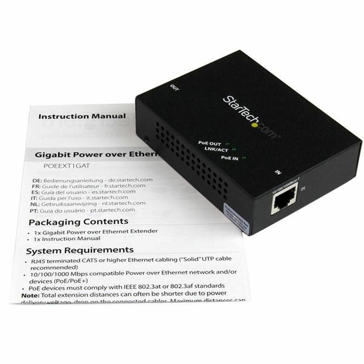 Startech.Com 1 Port Gigabit Poe+ Extender 802.3At & 802.3Af - 100M (330Ft) - Power Over Ethernet Extender - Poe Repeater Network