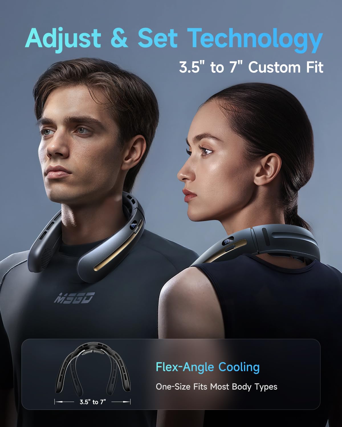 Sweetfull Neck Fan, 3 Turbo Portable Fans With Neck Support, 4 Speed & Led Display, 5200Mah Rechargeable Personal Fan, Hand-Free