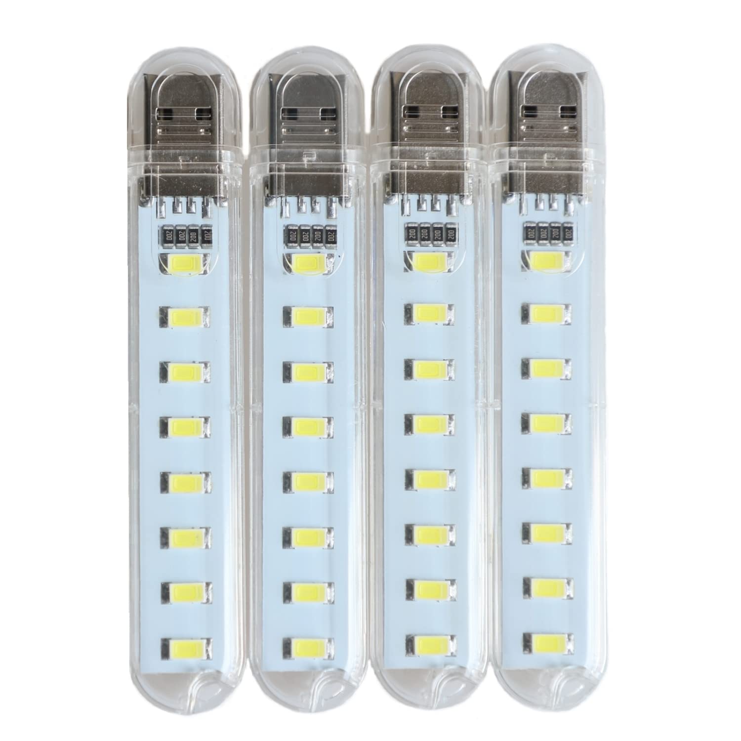 Vokaro Usb Light,Night Light Plug In,Small Led Light Stick With 8 Lamp Beads For Power Brick/Portable Power Station(Pack Of 4)(W