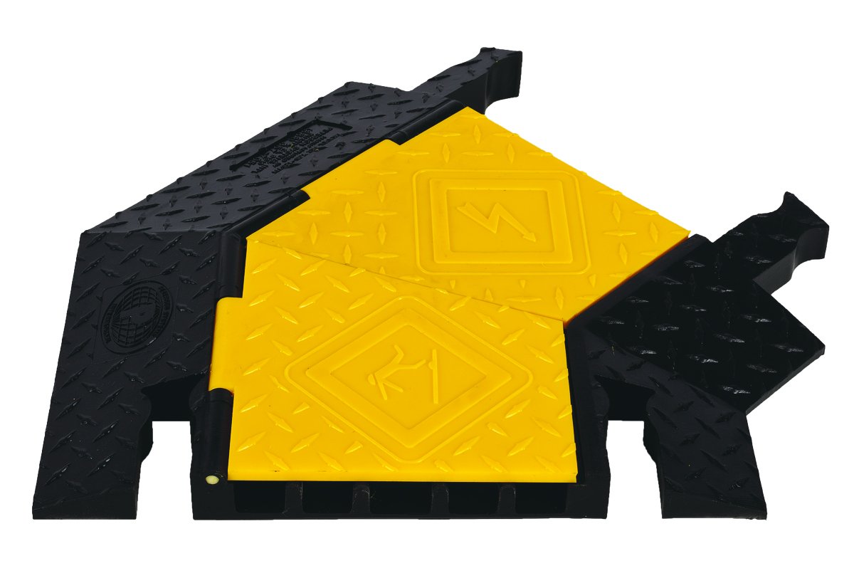 Checkers Industrial Safety Products Yj5Tr 125 Y/B Jacket 5 Channel Cable Protector, 45 Degree Right Turn For Yj5 125, Yellow Wit