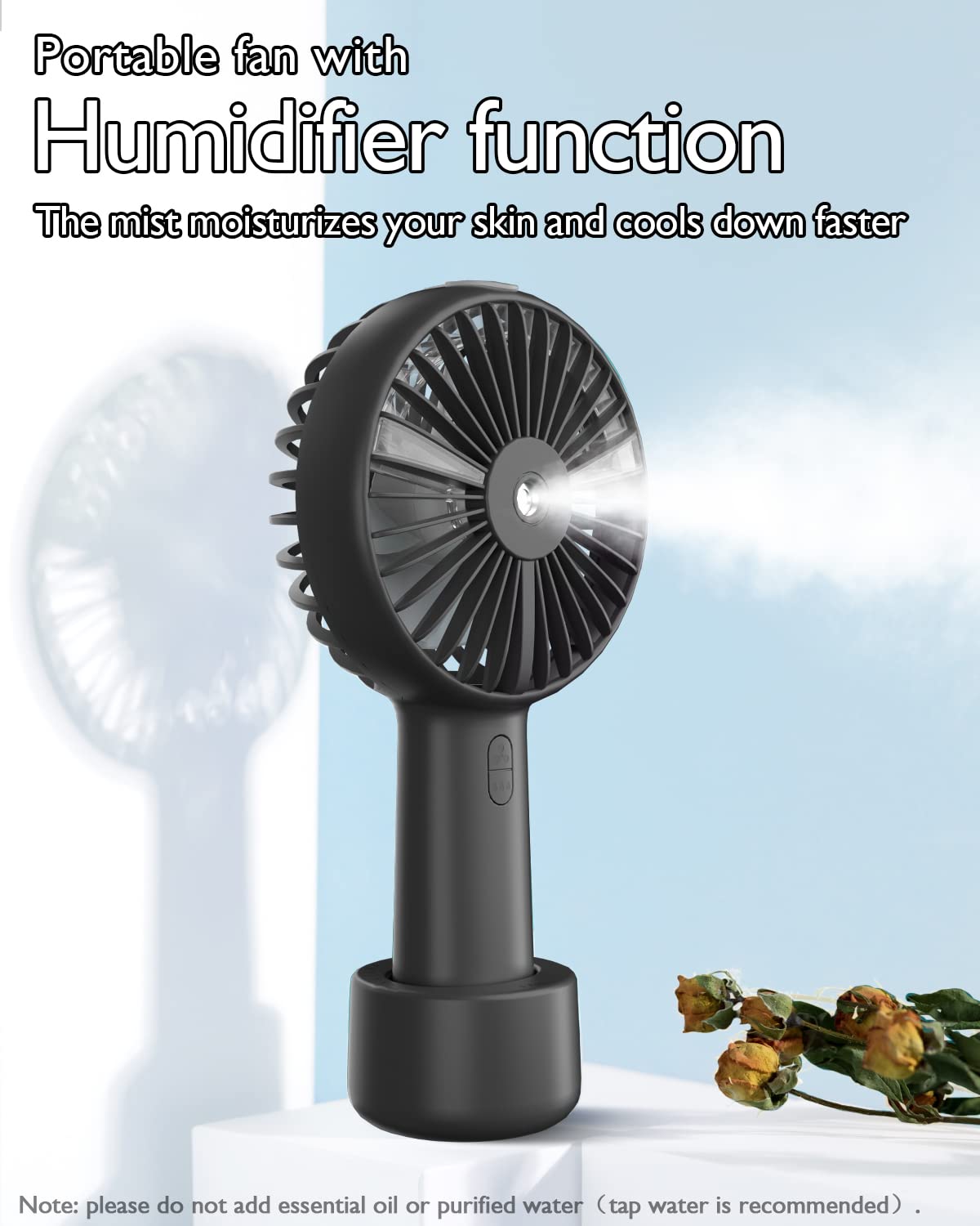 Portable Hand Held Misting Fan, Small Personal Usb Rechargeable Battery Operated Spray Fan Mister With 20Ml Water Tank Mist Lash