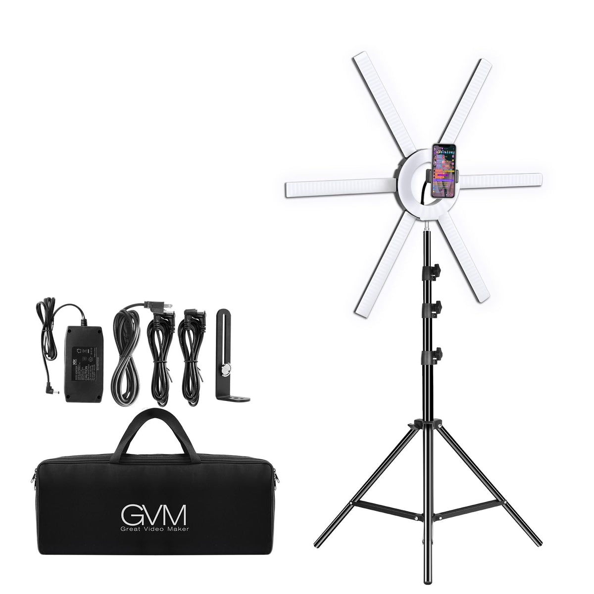 GVM Great Video Maker 600S LED Ring Light, 90W Dimmable Led Video Light Kit with Detachable Light Bars, Photography Lighting Led Video Lighting Kit for Live Broadcast, YouTube, CRI 97+ 3200K-5600K