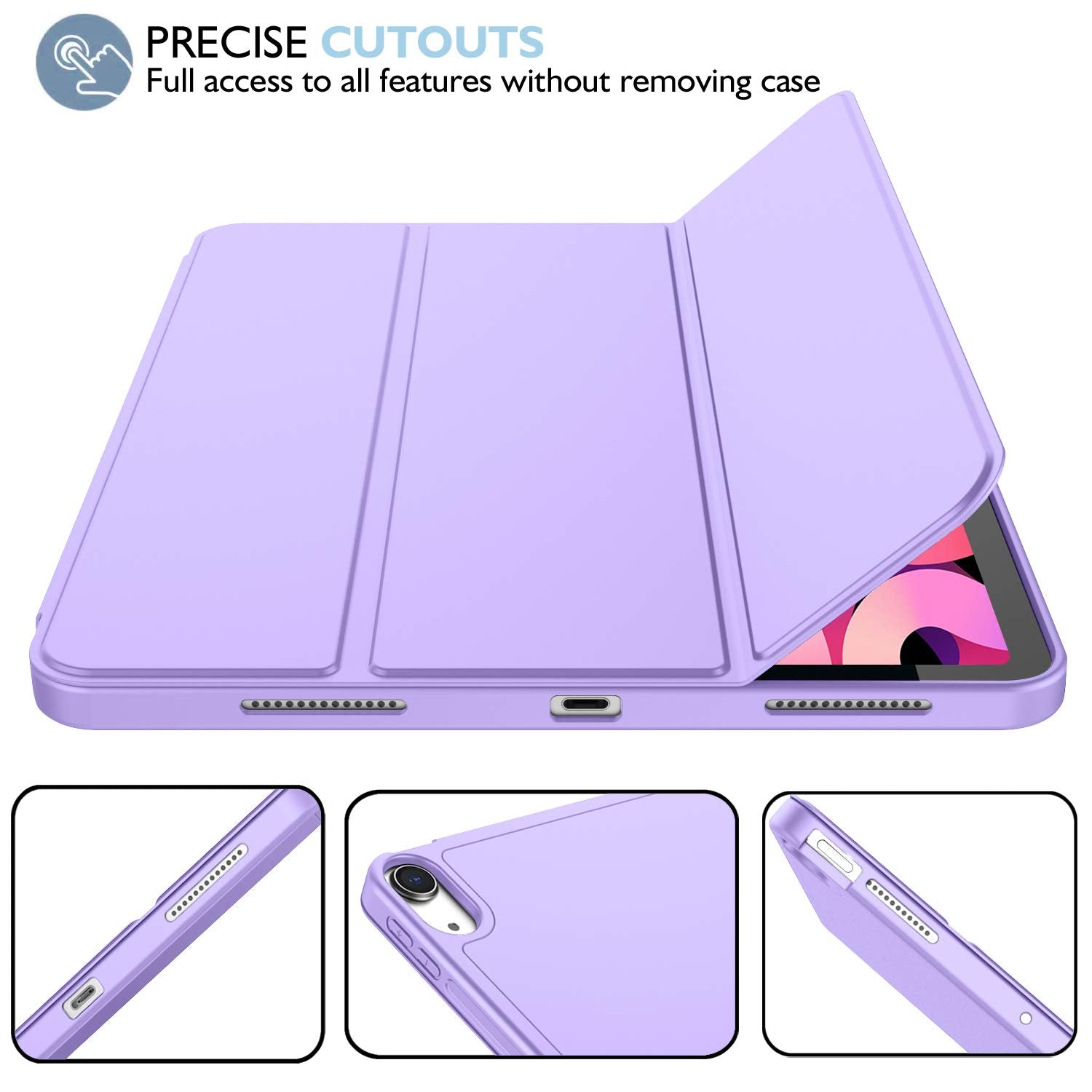 Imieet Ipad Air 11 Inch Case 2024 (6Th Generation), Ipad Air 5Th Generation Case 2022/4Th Generation Case 2020 10.9 Inch With Pencil Holder, Trifold Stand Smart Case (Clove Purple)