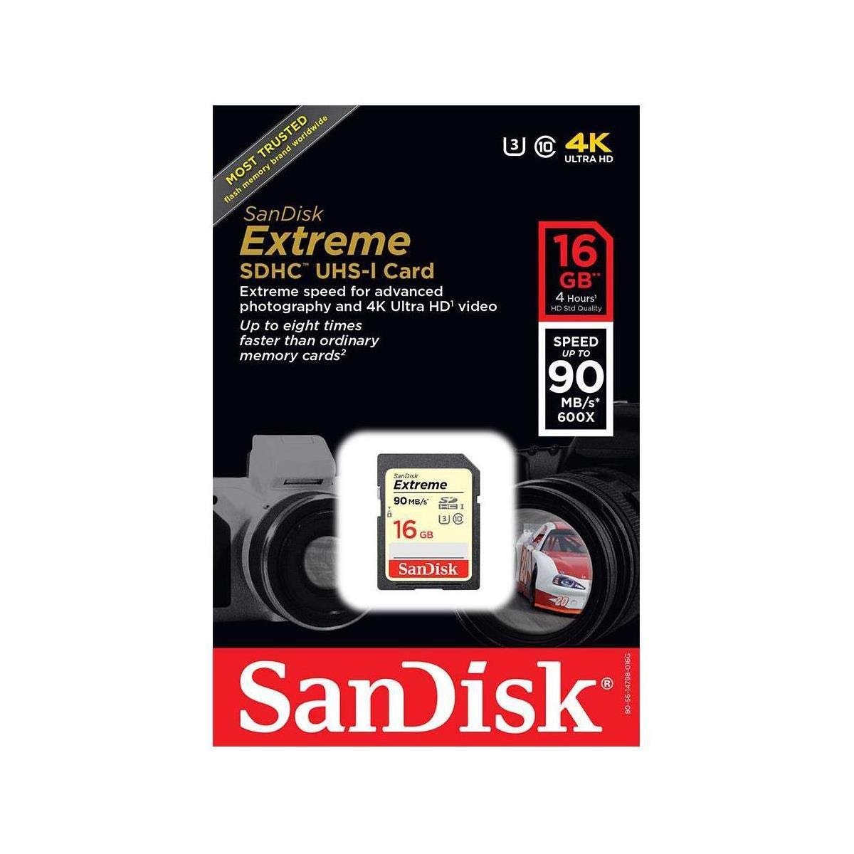 Sandisk Extreme Sdhc 16Gb 90Mb/S C10 Flash Memory Card (Sdsdxne 016G Ancin)