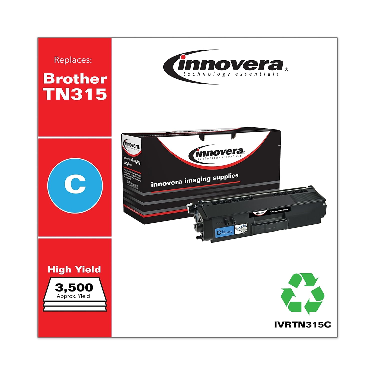 Innovera Ivrtn315C Remanufactured 3500 Page Yield Toner Replacement For Tn315C   Cyan