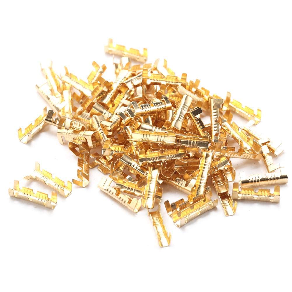 100 Pcs Brass Connectors Kit, Male And Female Spade Quick Splice Quick Electric Wiring Butt Connector For For Car Audio Speaker
