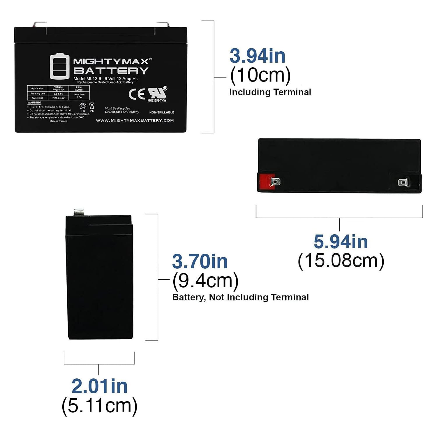 Mighty Max Battery 6V 12Ah F2 Sla Battery For Lithonia Emergency Exit Light   6 Pack