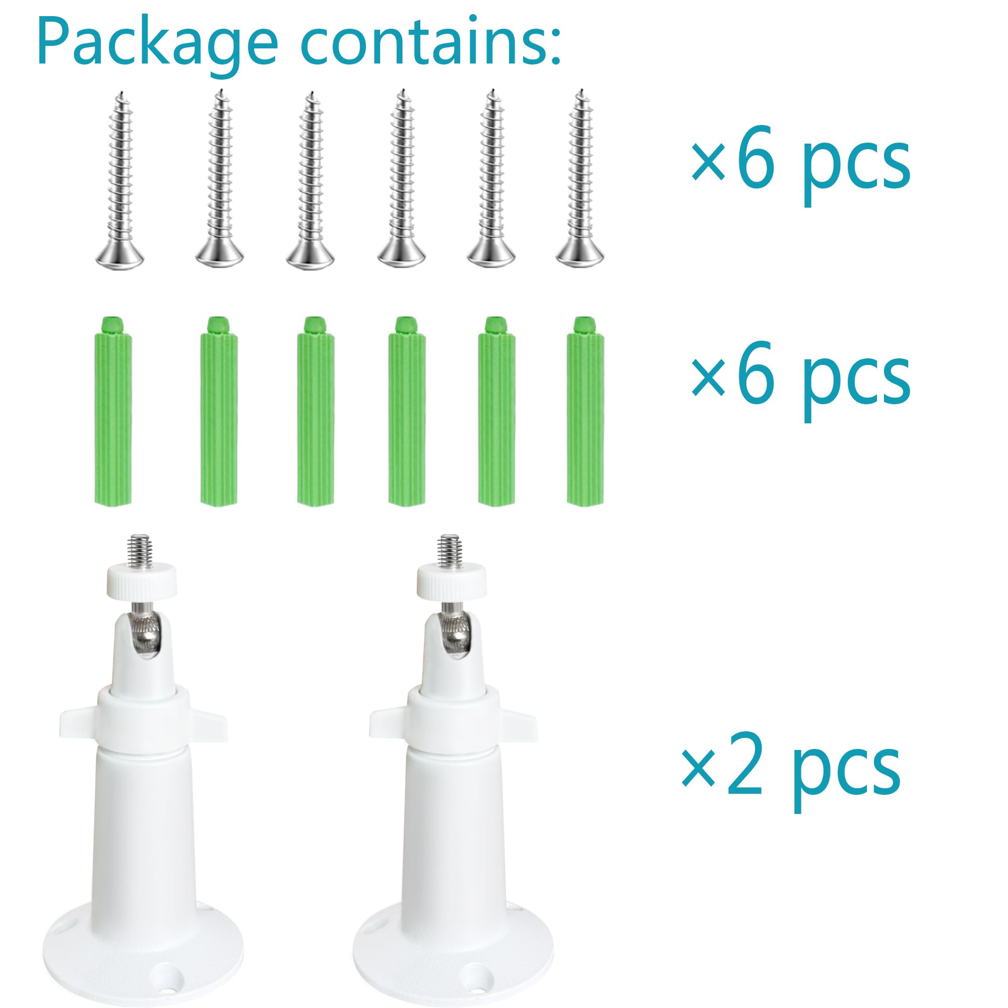 Adjustable Metal Wall Mount Compatible With Arlo, Arlo Pro 2/3/4/5/Ultra/Ultra 2, Ring Stick Up Cam, Ring Indoor Cam(1St Gen), Wyze Cam V3, 360 Degree Adjustable Screwless Bracket (2 Pack White)