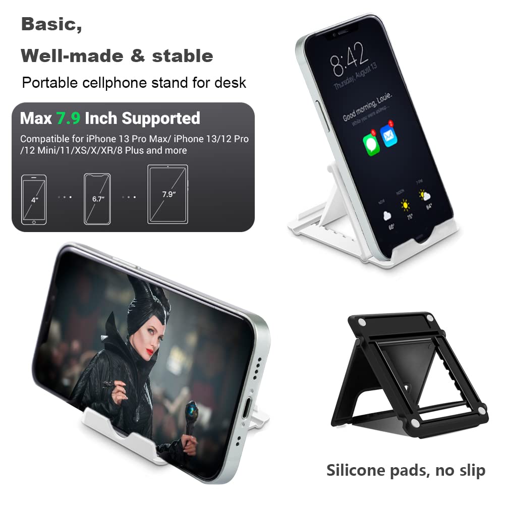 Kemoxan 2 Pack Portable Cell Phone Stand Holder For Desk, Foldable Pocket-Sized Mount, Universal Adjustable Desktop Mobile Phone