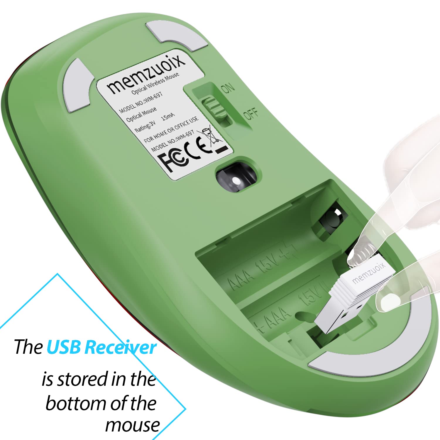 Memzuoix 2.4G Wireless Mouse, 1200 Dpi Mobile Optical Cordless Mouse With Usb Receiver, Portable Computer Mice Wireless Mouse For Laptop, Pc, Desktop, Macbook, 5 Buttons (Mint Green)