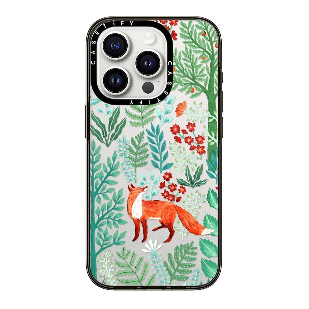 Casetify Compact Iphone 15 Pro Case [2X Military Grade Drop Tested / 4Ft Drop Protection]   Fox In The Woods   Clear Black