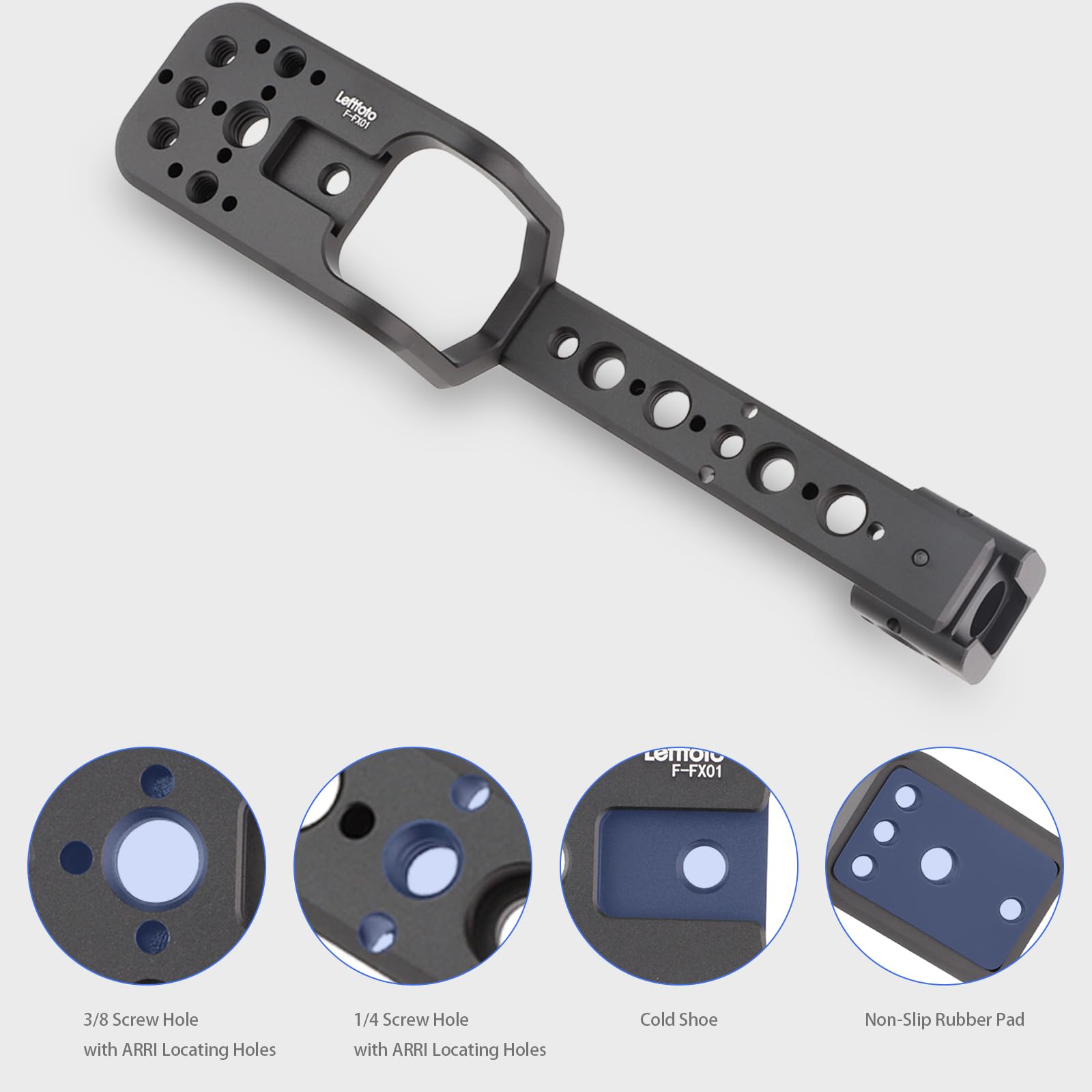 Leftfoto Handle Extension Rig Compatible With Xlr Handle Unit For Sony Cinema Fx3 Fx30,Extension Bracket Grip With Cold Shoe,Nat