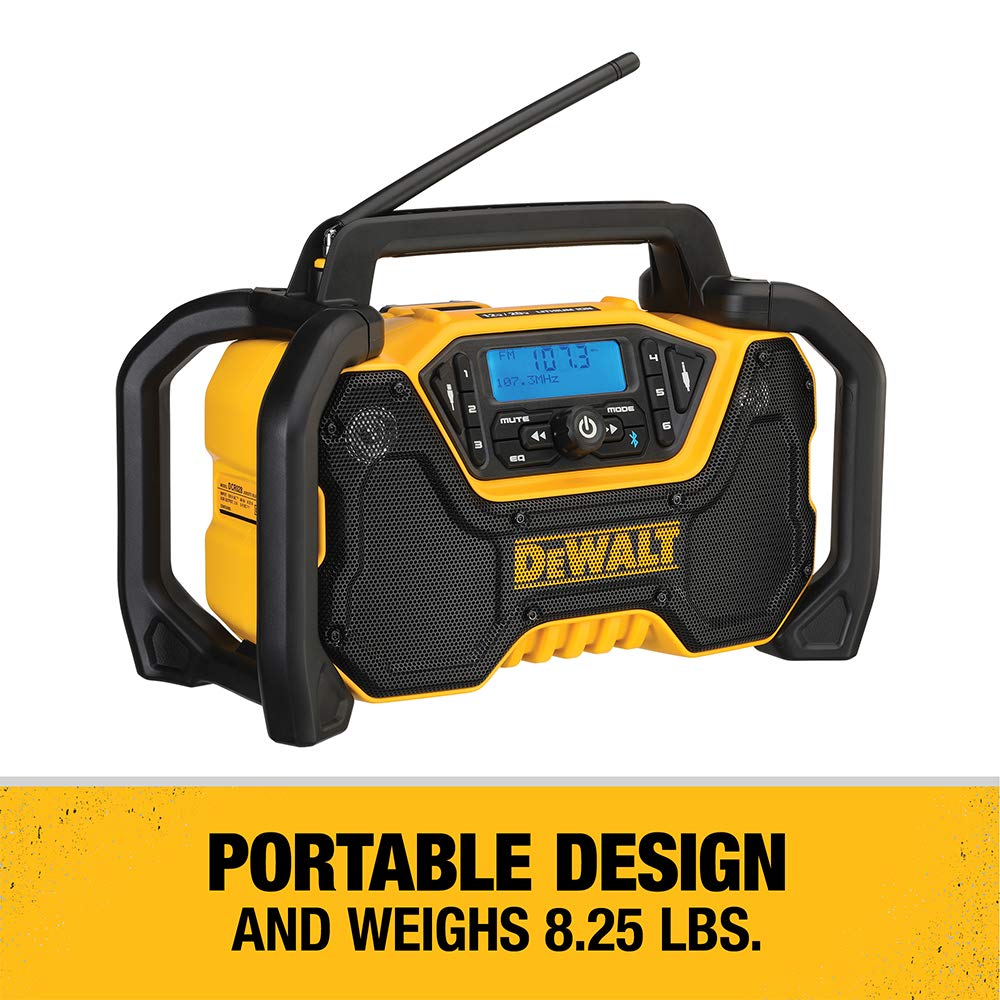 Dewalt 12V/20V Max Portable Bluetooth Radio, Cordless, 100 Ft Range, 3.5� Subwoofers, Jobsite (Dcr028B)