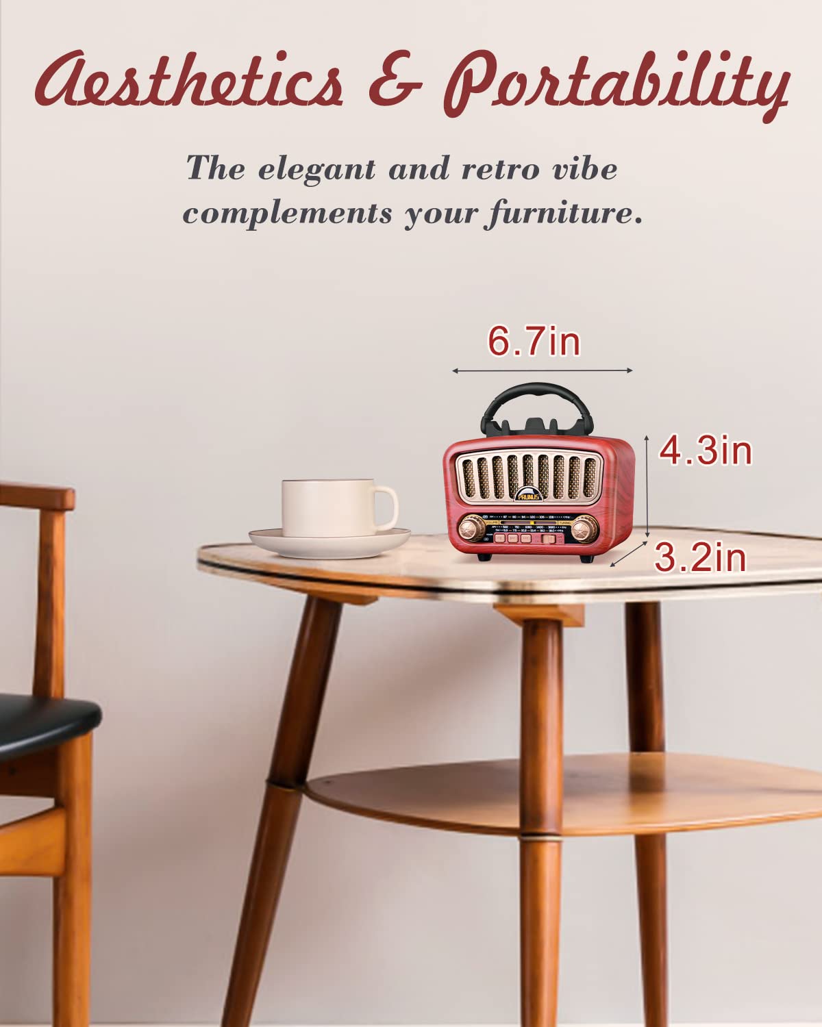 Prunus J 180 Vintage Retro Radio Bluetooth Speaker With Stereo Sound, Am Fm Radio Portable With Loud Volume, Bt5.0, Tf Card & Mp3 Player, Rechargeable Speaker