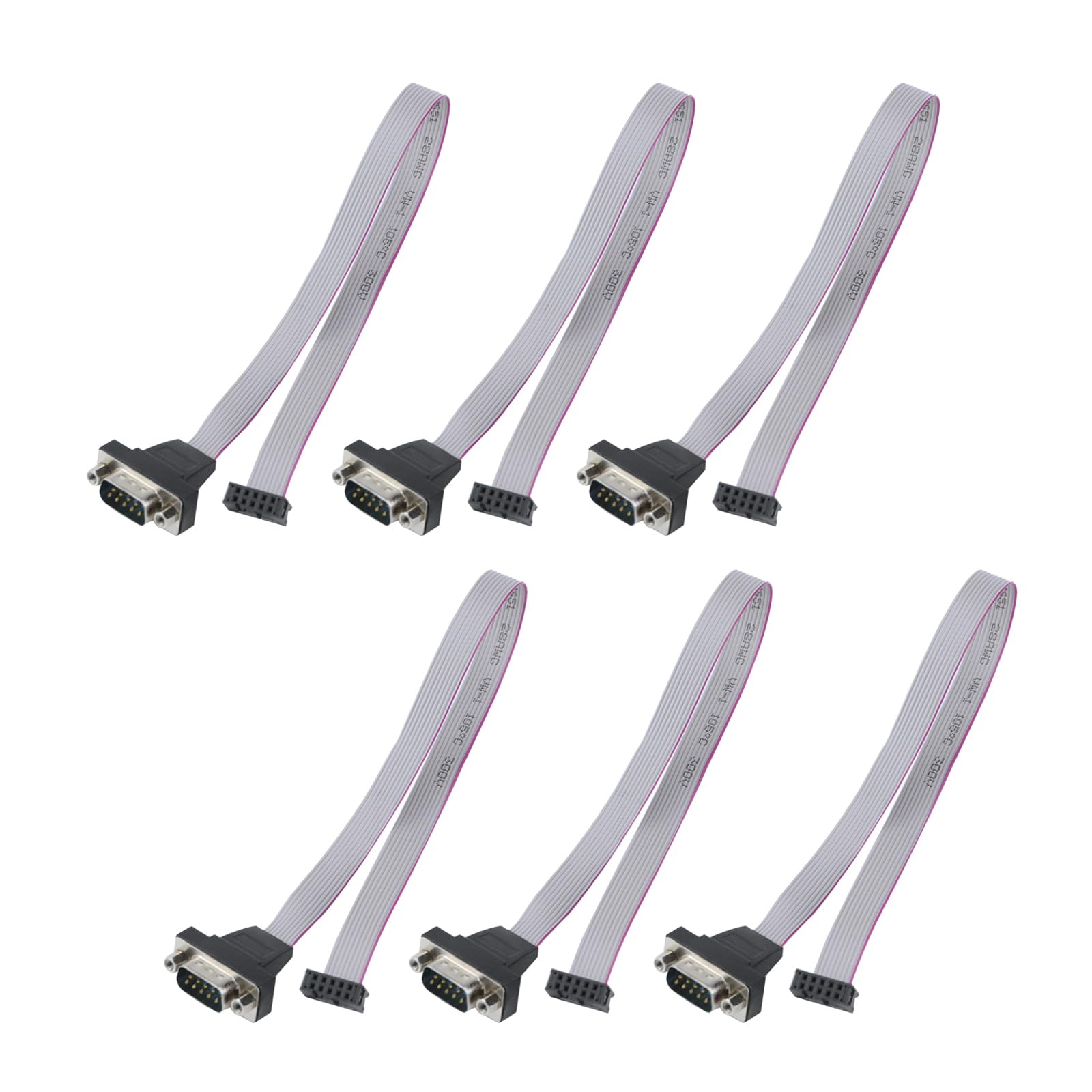 Antrader 12 Inch (30Cm) Db9 Serial Male Port Bracket To 10 Pin Motherboard Header Panel Mount Rs232 Serial Adapter Cable 6Pcs