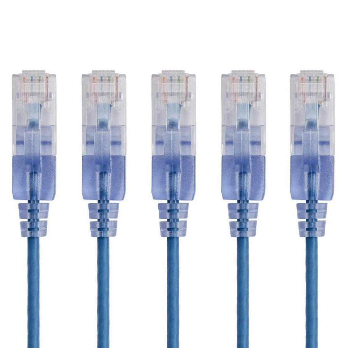 Monoprice Cat6A 25Ft Blue 5 Pk Patch Cable Utp 30Awg 10G Pure Bare Copper Snagless Rj45 Slimrun Series Ethernet Cable