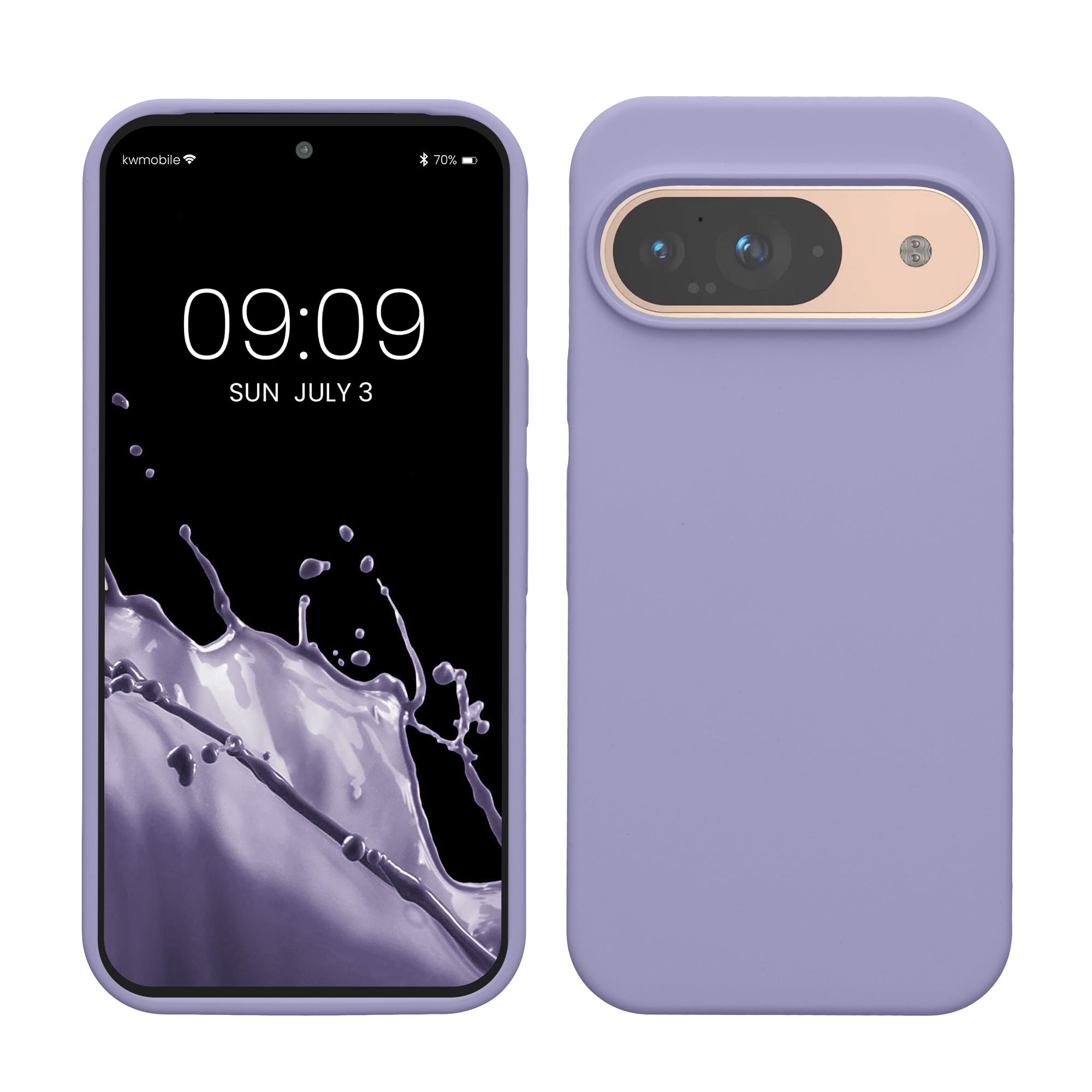 kwmobile Case Compatible with Google Pixel 9 / Pixel 9 Pro Case - TPU Silicone Phone Cover with Soft Finish - Lavender