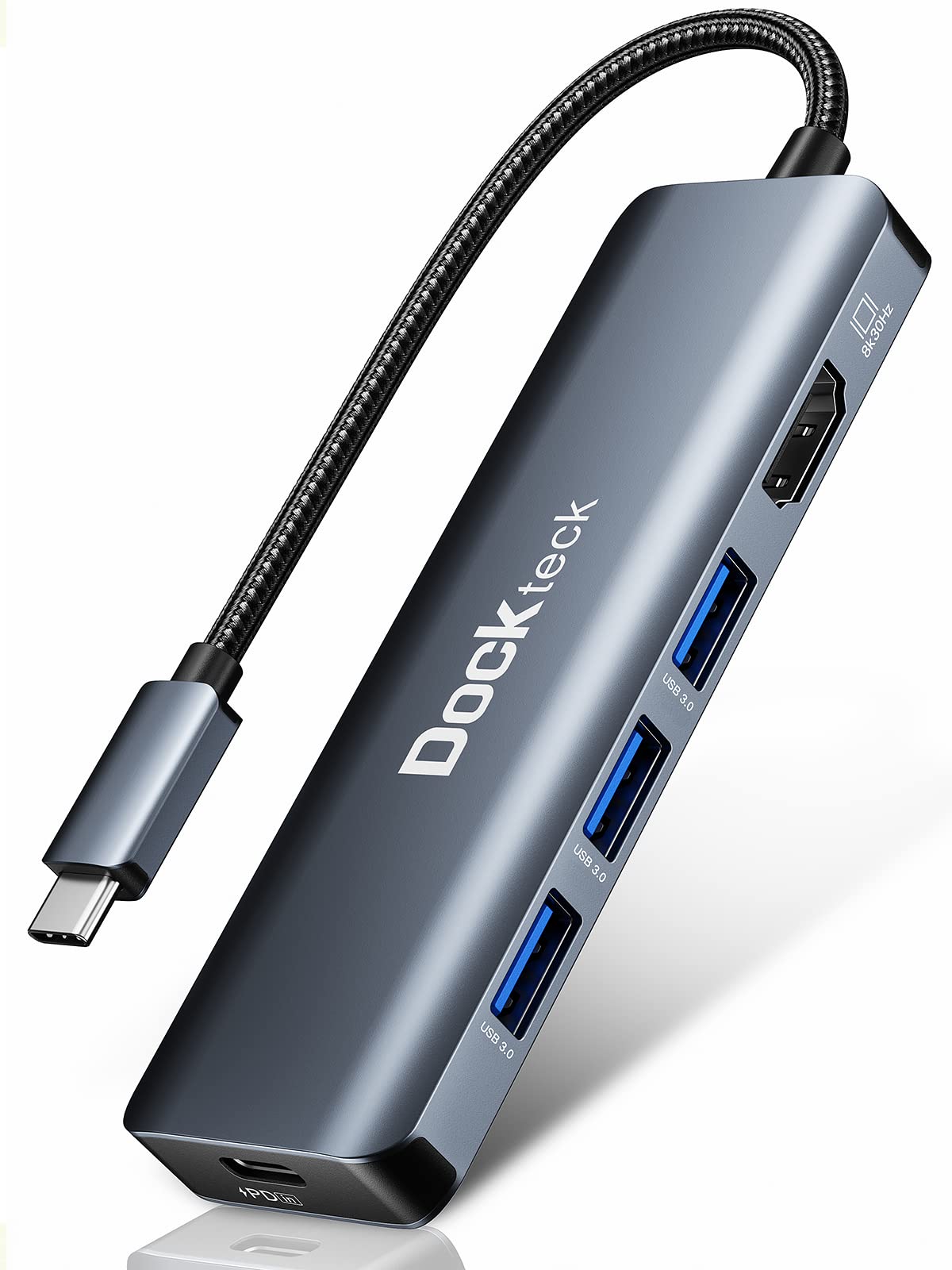 8K Hdmi Usb C Hub, 5 In 1 Usb C Multiport Adapter, Dockteck Usb Dock Dongle With 8K 30Hz/4K 120Hz/4K 60Hz Hdmi, 100W Pd, 3 X Usb