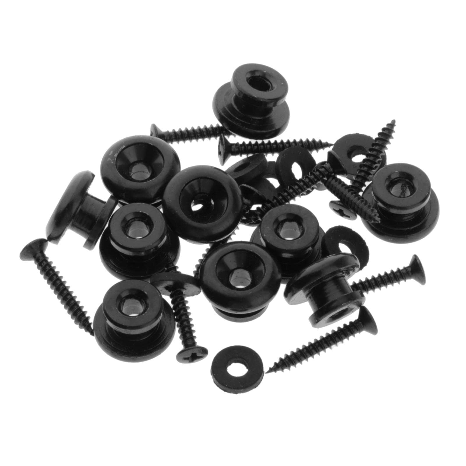 ECOMISTIQ GUITAR STRAP BUTTONS WITH STAINLESS SCREWS AND RUBBER WASHERS Black| Straps| Parts & Accessories | Guitars Basses |Mus