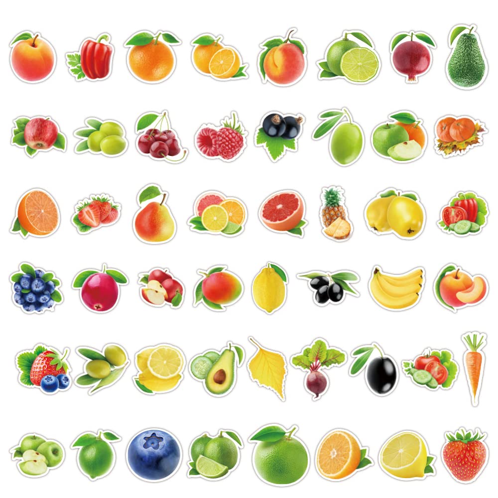 Fruits & Vegetables Stickers For Boys Girls Teens Kids|100 Pcs|Colorful Waterproof Vinyl Stickers For Water Bottle Flasks Laptop
