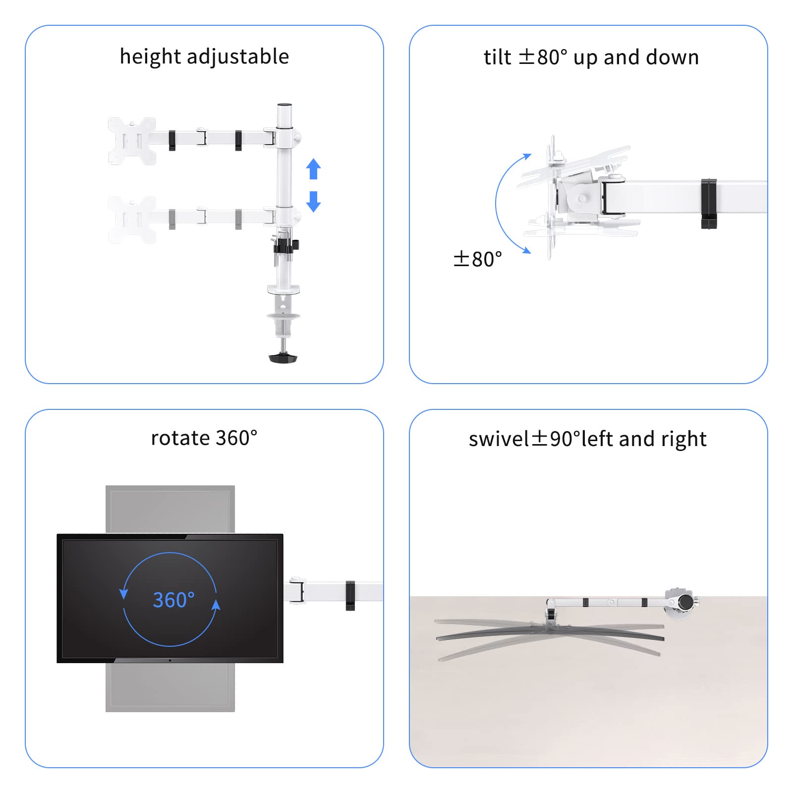 Suptek Single Led Lcd Monitor Desk Mount Heavy Duty Fully Adjustable Stand For 1/ One Screen Up To 27 Inch(Md9421W)