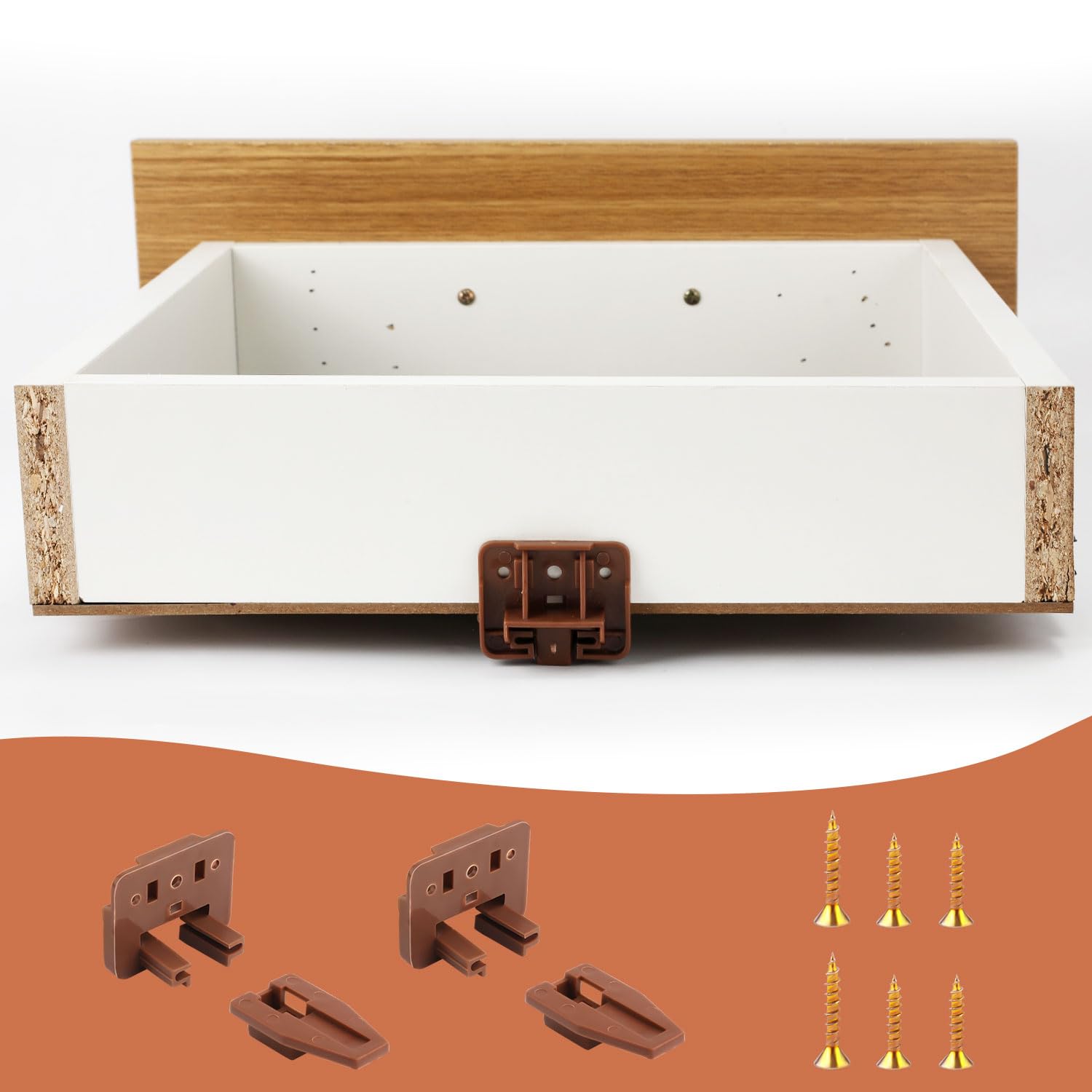 6Pcs Drawer Track Guide Kit, Plastic Drawer Guides For Kenlin Rite Trak I, Brown Replacement Drawer Slides Guides Repair Kit For