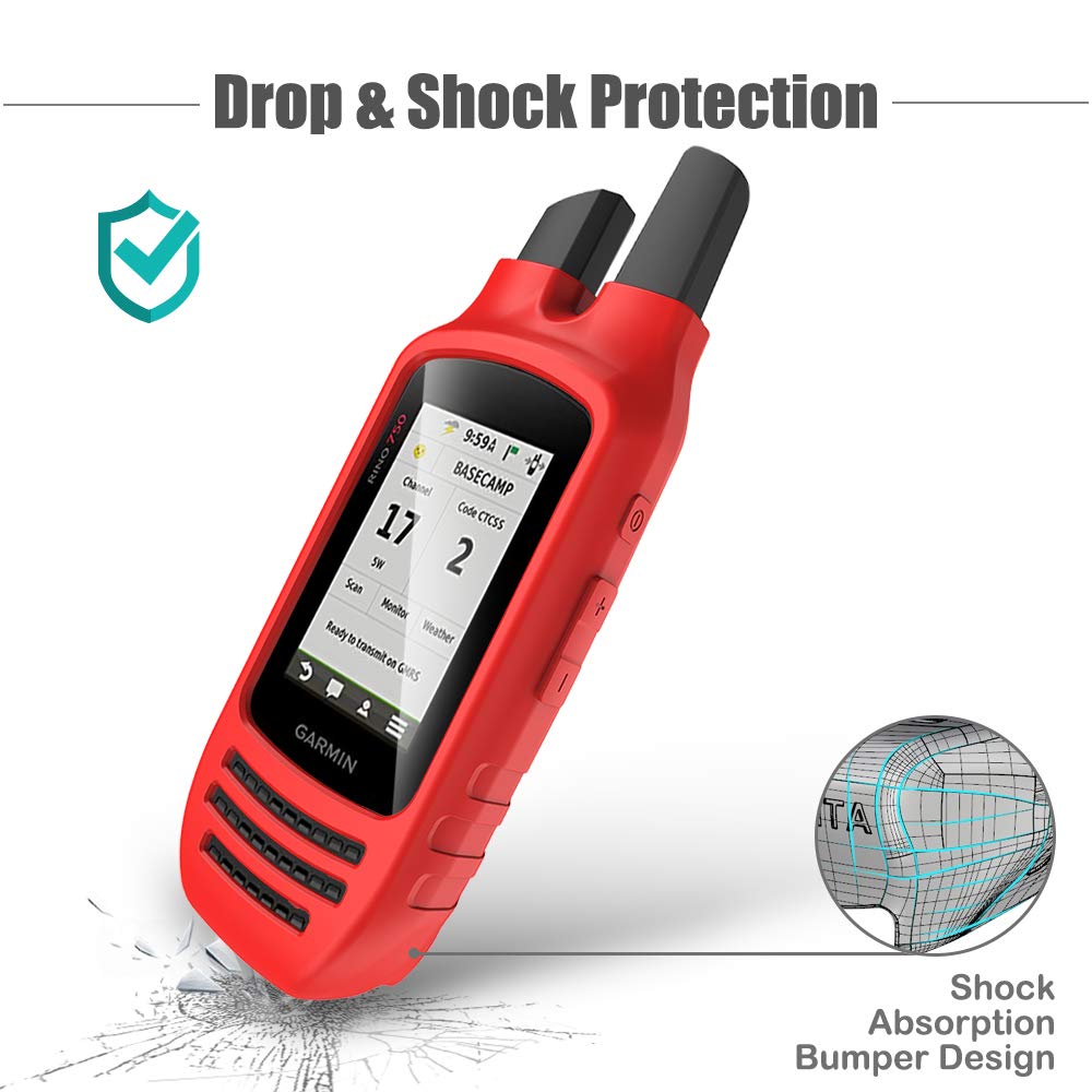 Tusita Silicone Case Compatible With Garmin Rino 750 750T 755T   Red