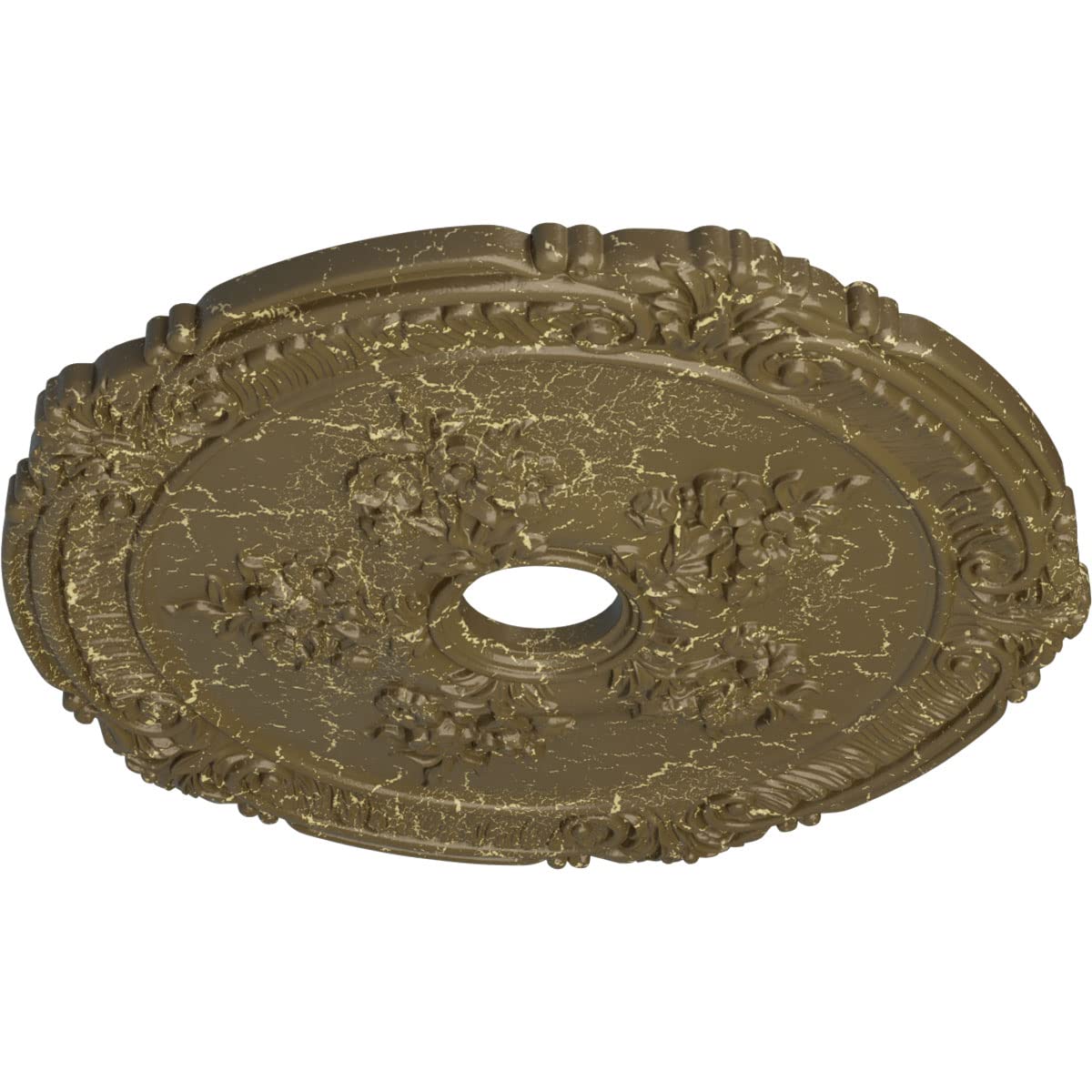 Ekena Millwork Cm26Atmmc Attica With Rose Ceiling Medallion, 26''Od X 3 3/4''Id X 1 1/2''P, Hand Painted Mississippi Mud Crackle