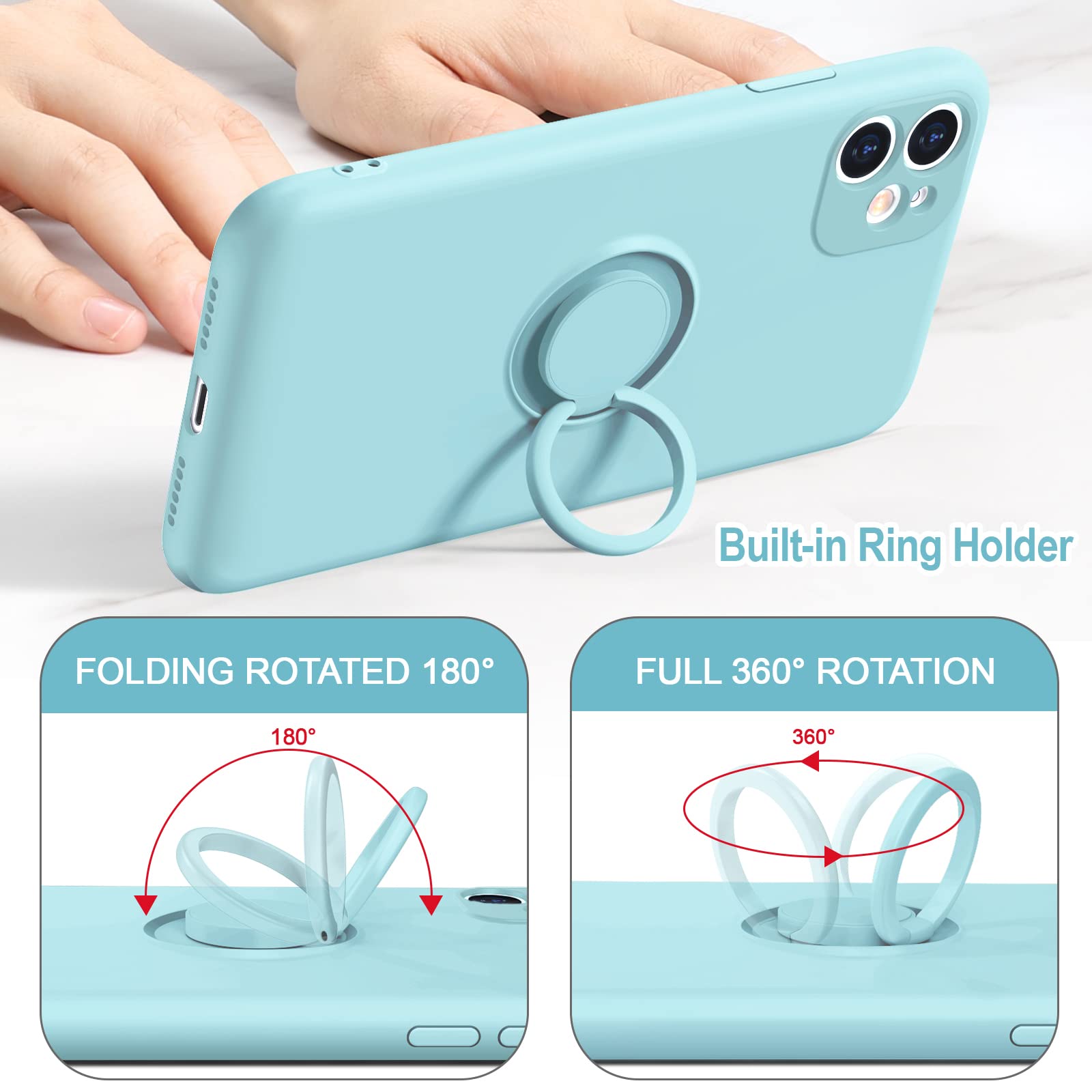 Hython For Iphone 11 Case With Ring Stand [360 Rotatable Ring Holder Magnetic Kickstand] [Support Car Mount] Slim Shockproof Sof