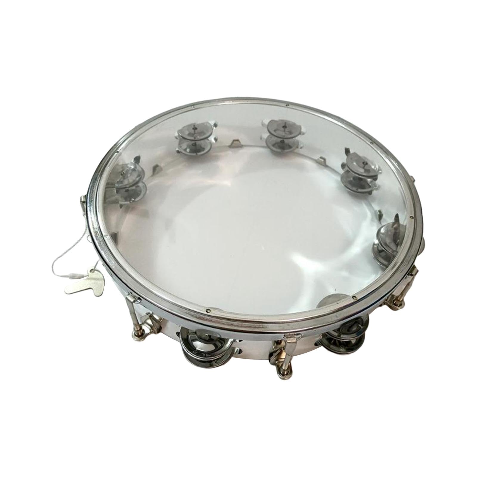 Enakshi (LABEL) Creations 10inch Tambourine Children Musical Educational Toy for Concert Dancing Party SilverMusical Instruments