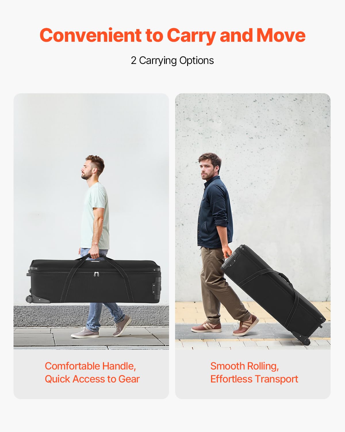 Vevor Studio Equipment Trolley Case, 51.57 X 14.37 X 14.96 In / 131 X 36.5 X 38 Cm, Rolling Camera Bag, Carrying Bag With Wheels