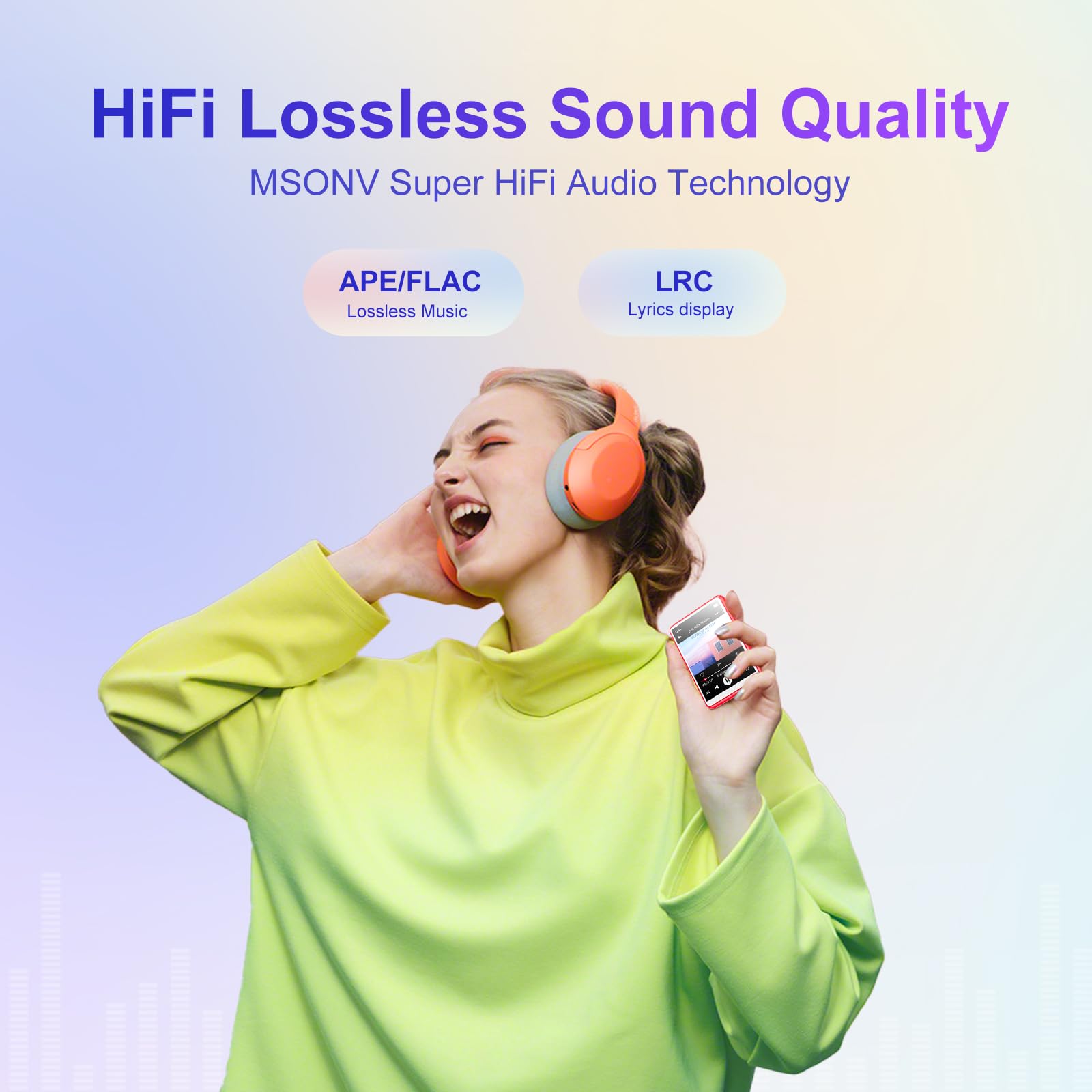 Mechen 64Gb Mp3 Player Bluetooth 5.3 With 2.4'' Full Touch Screen,Portable Digital Music Player With Speaker,Fm Radio, Line Reco