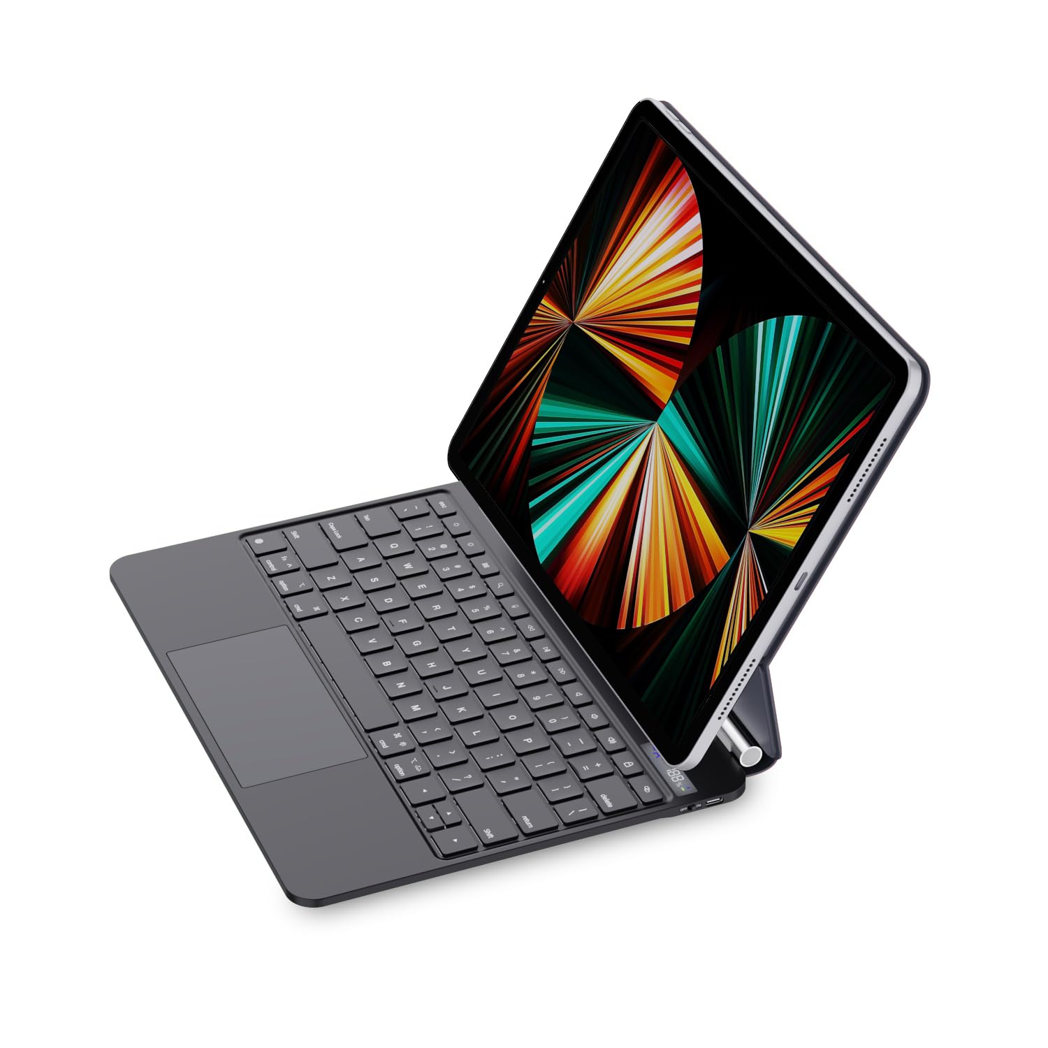 Zenlu Ipad Pro 12.9 Case With Keyboard, Trackpad, Battery Percentage Indicator, Floating Cantilever Stand, 7 Color Backlit Magic