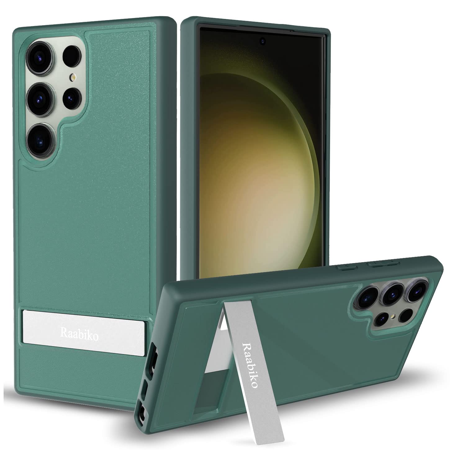 Raabiko Kickstand Case Compatible With Samsung Galaxy S23 Ultra, Protective Case Compatible With Galaxy S23 Ultra, Green