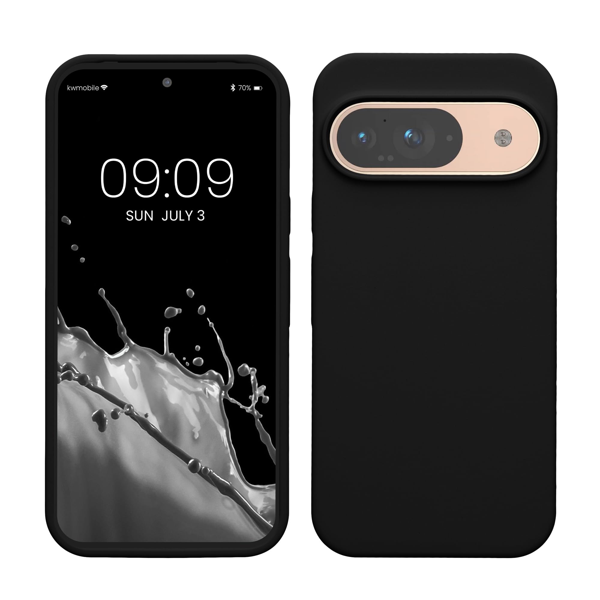 kwmobile Case Compatible with Google Pixel 9 / Pixel 9 Pro Case - TPU Silicone Phone Cover with Soft Finish - Black