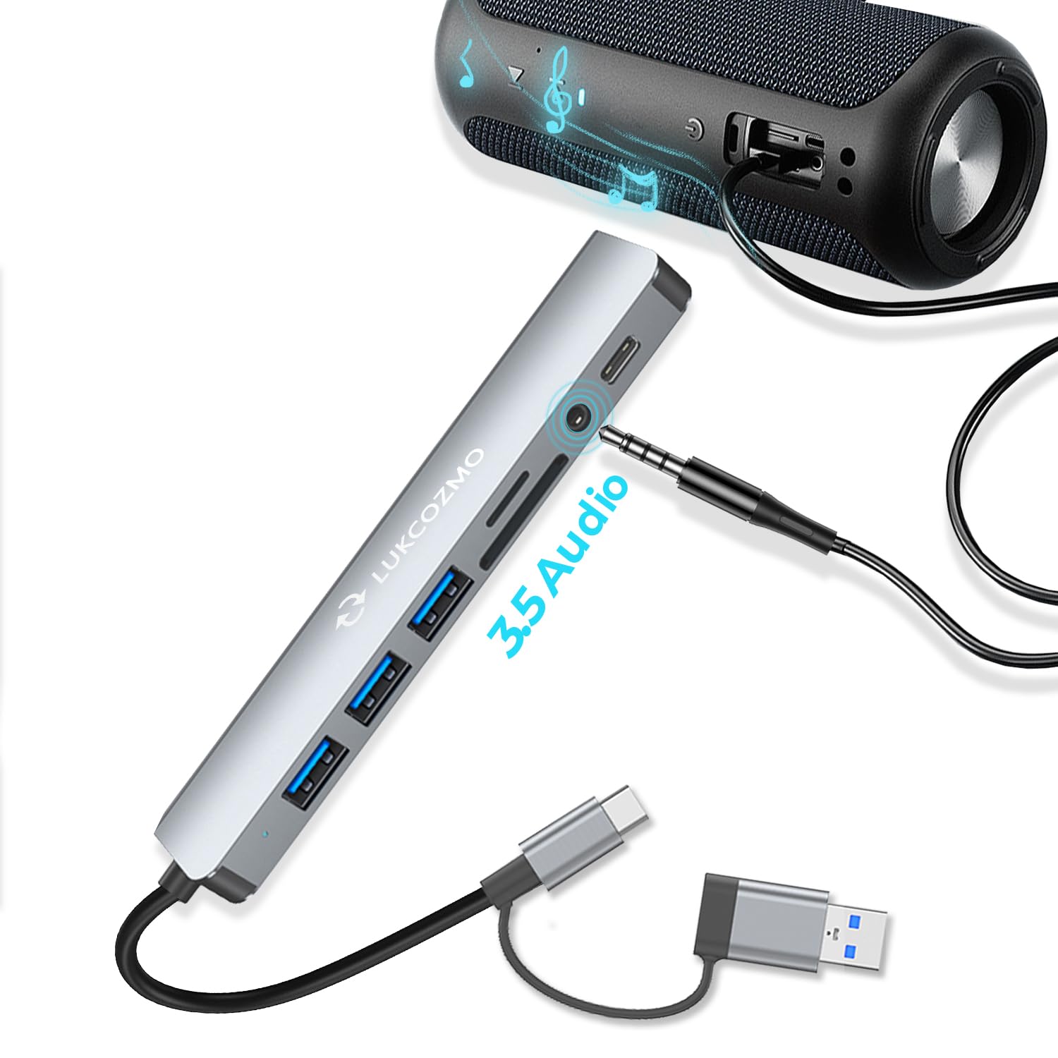 Updated Usb Hub Usb C Hub Usb Splitter Port Extender 7 In 1 Usb 3.0 Hub Usb Adapter&Usb C Splitter 4 Usb 1 Usbc Tf/Sd Card Reade