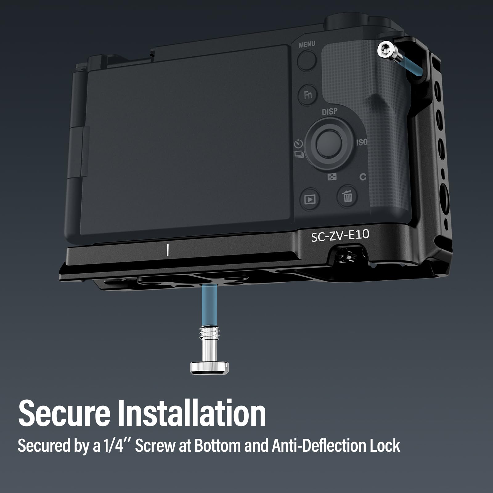 Sirui Zv E10 Camera Cage With Silicone Grip, Cage For Sony Zv E10 With Built In Quick Release Plate For Arca Type, Cold Shoe, And 1/4�& 3/8� Threaded Holes, Sc Zv E10