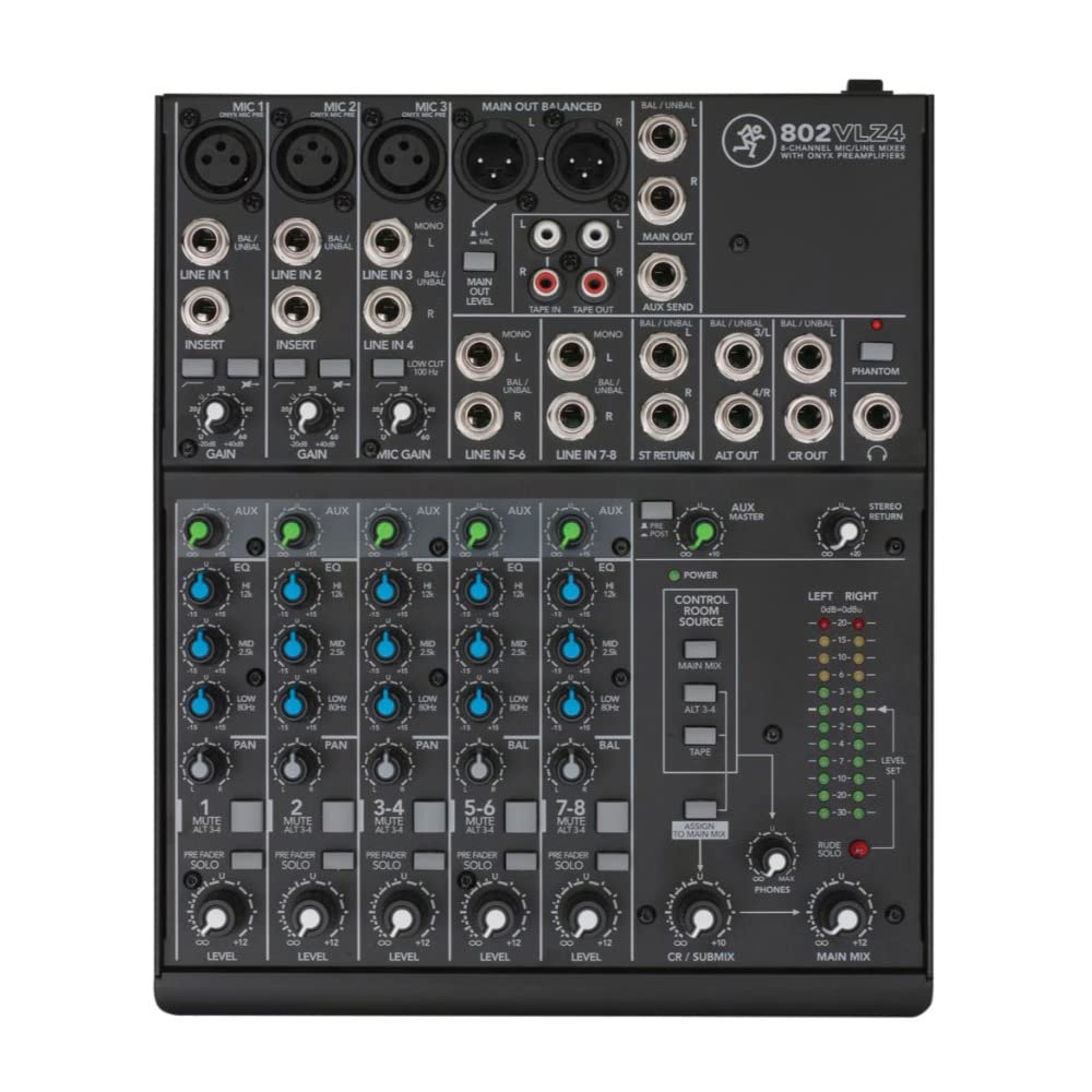 Mackie 802Vlz4, 8 Channel Ultra Compact Mixer With High Quality Onyx Preamps