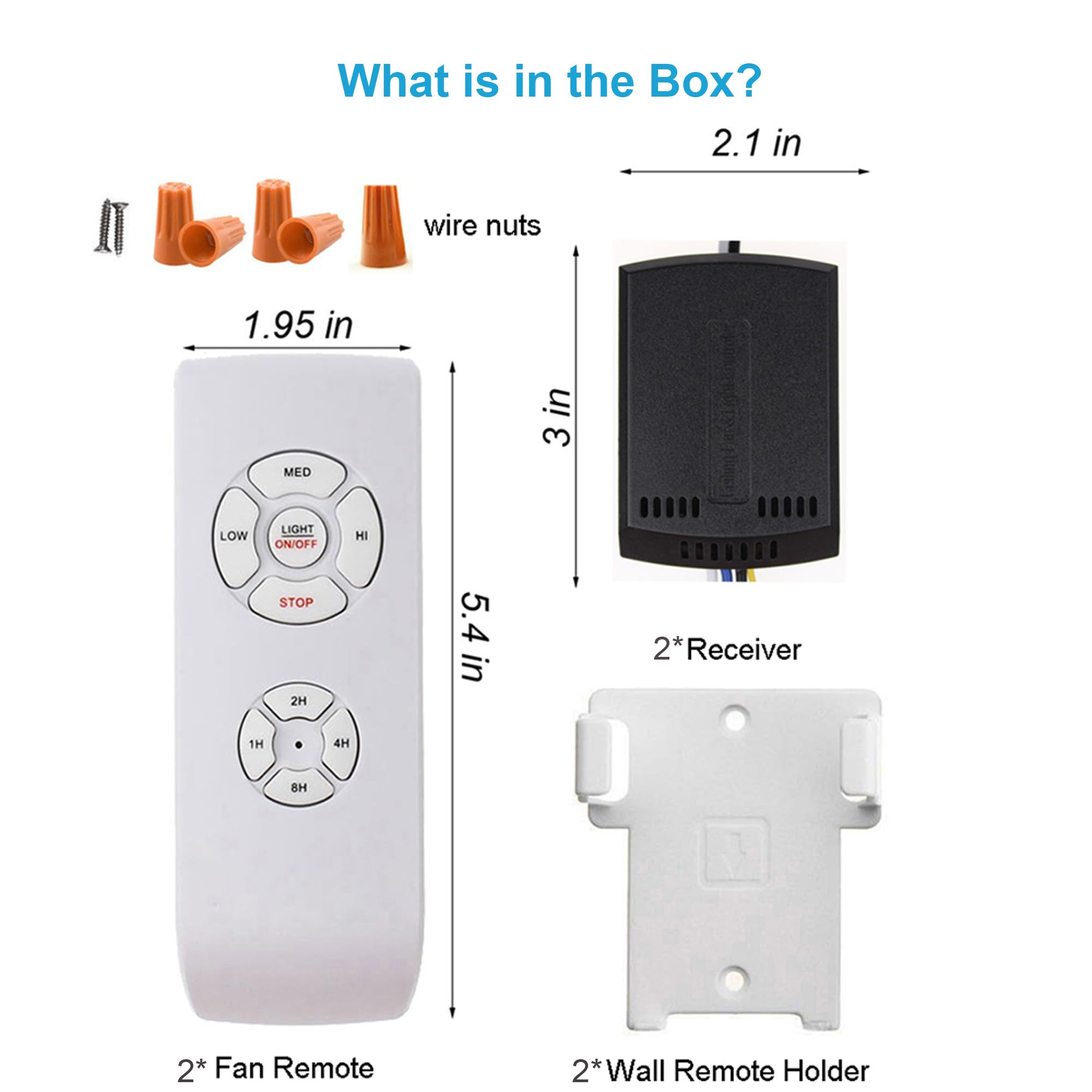 Lphumex 2 Pack Universal Ceiling Fan Remote Control Kits, Small Size Receiver Fan Speed, Light And Timing Remote For Harbor Bree