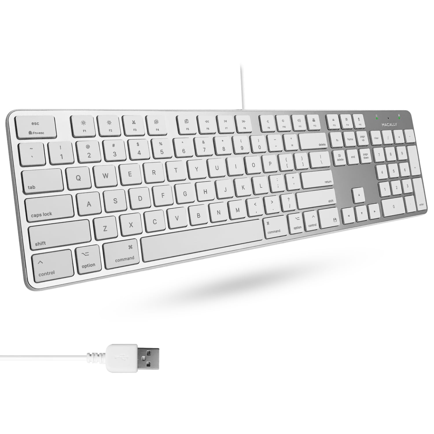 Macally Ultra-Slim USB Wired Keyboard with Number Keypad for Apple Mac Pro, MacBook Pro/Air, iMac, Mac Mini, Laptop Computers, W